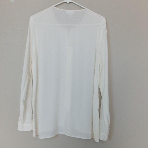 J Jill Swiss Dot Cream Long Sleeve Top Size Small - Picture 9 of 9